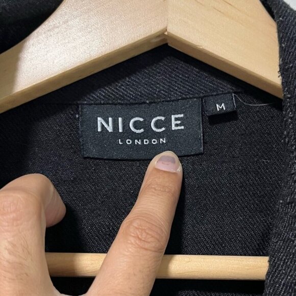 Nicce London Black Button-Up Shirt - Size M, Textured Stripes - Picture 8 of 12